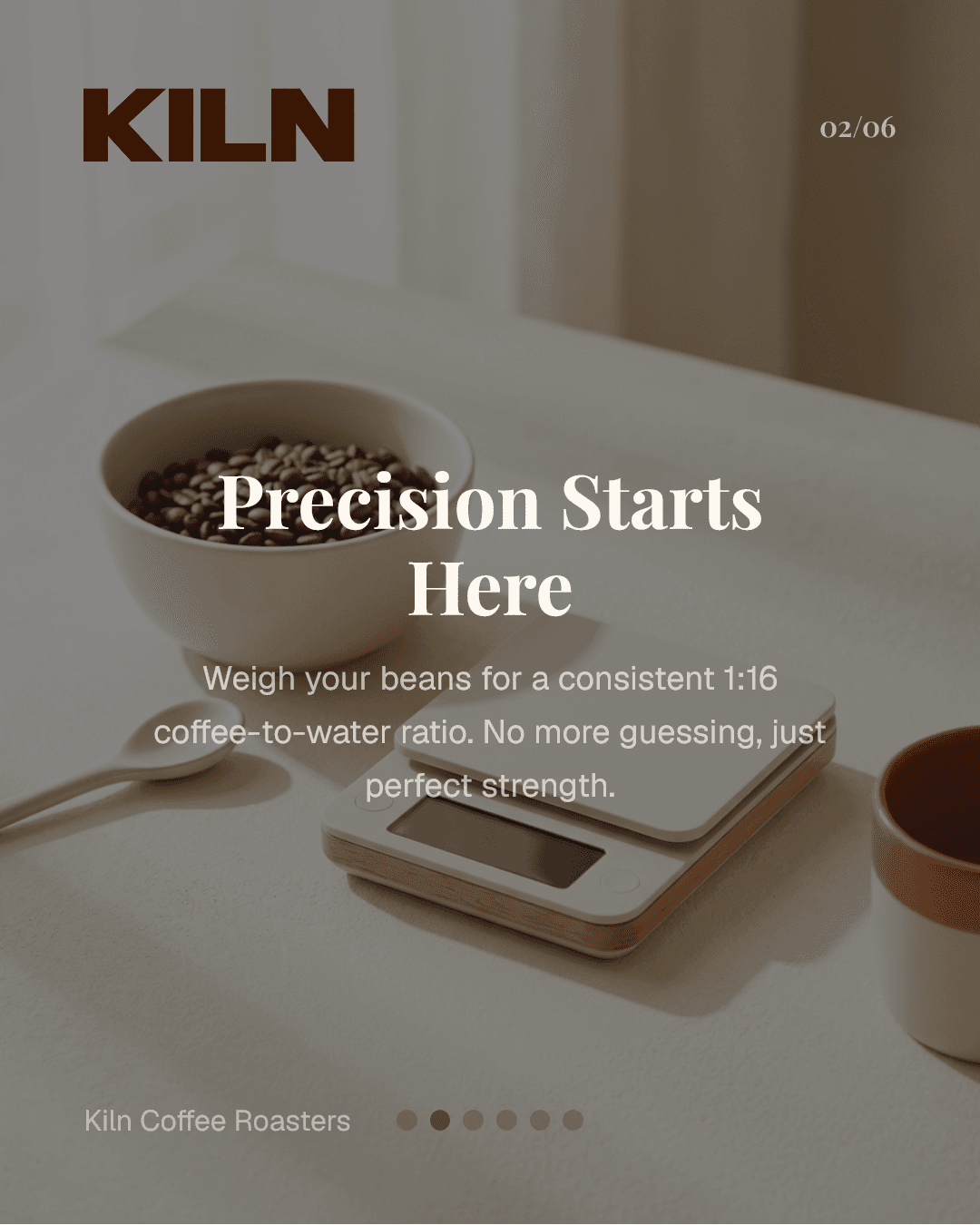 On-brand carousel content slide for Kiln Coffee Roasters